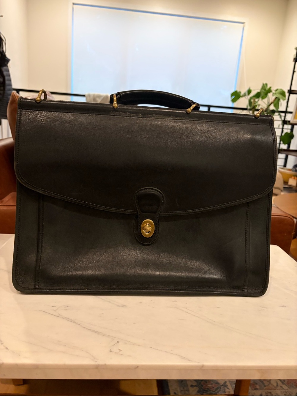 Vintage Coach Black Leather Briefcase
